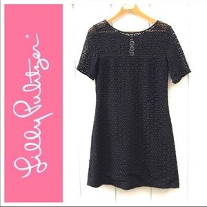 LILLY PULITZER Black Eyelet Short-Sleeve Dress